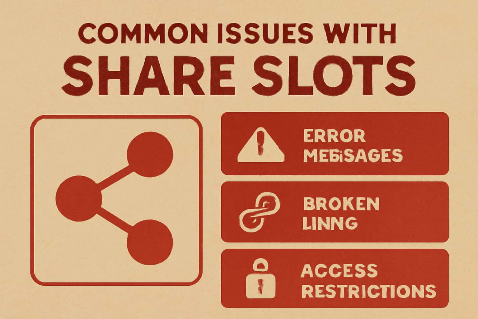 Informational graphic addressing common issues with the Share Slots application.