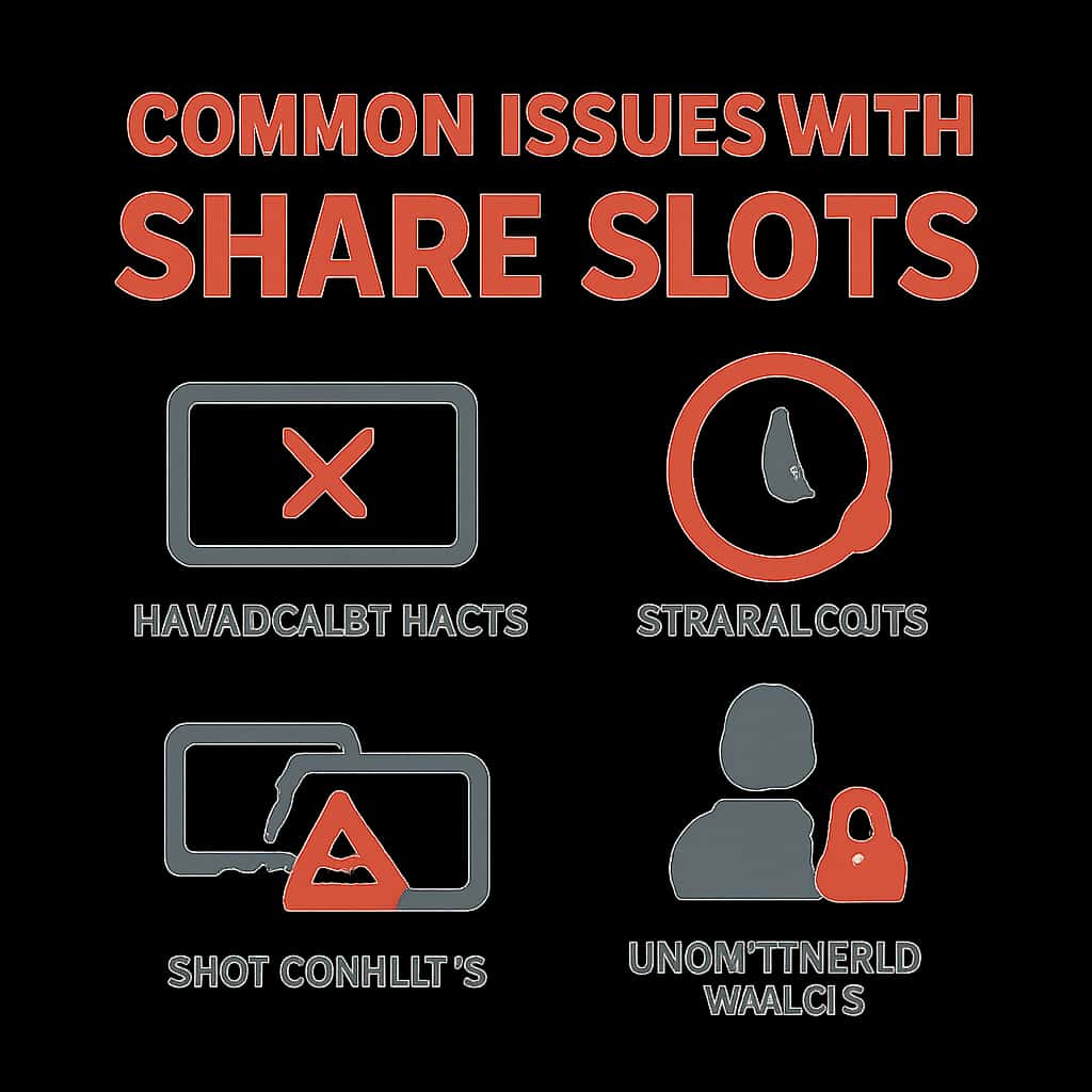 Illustration detailing common problem areas and solutions for Share Slots.